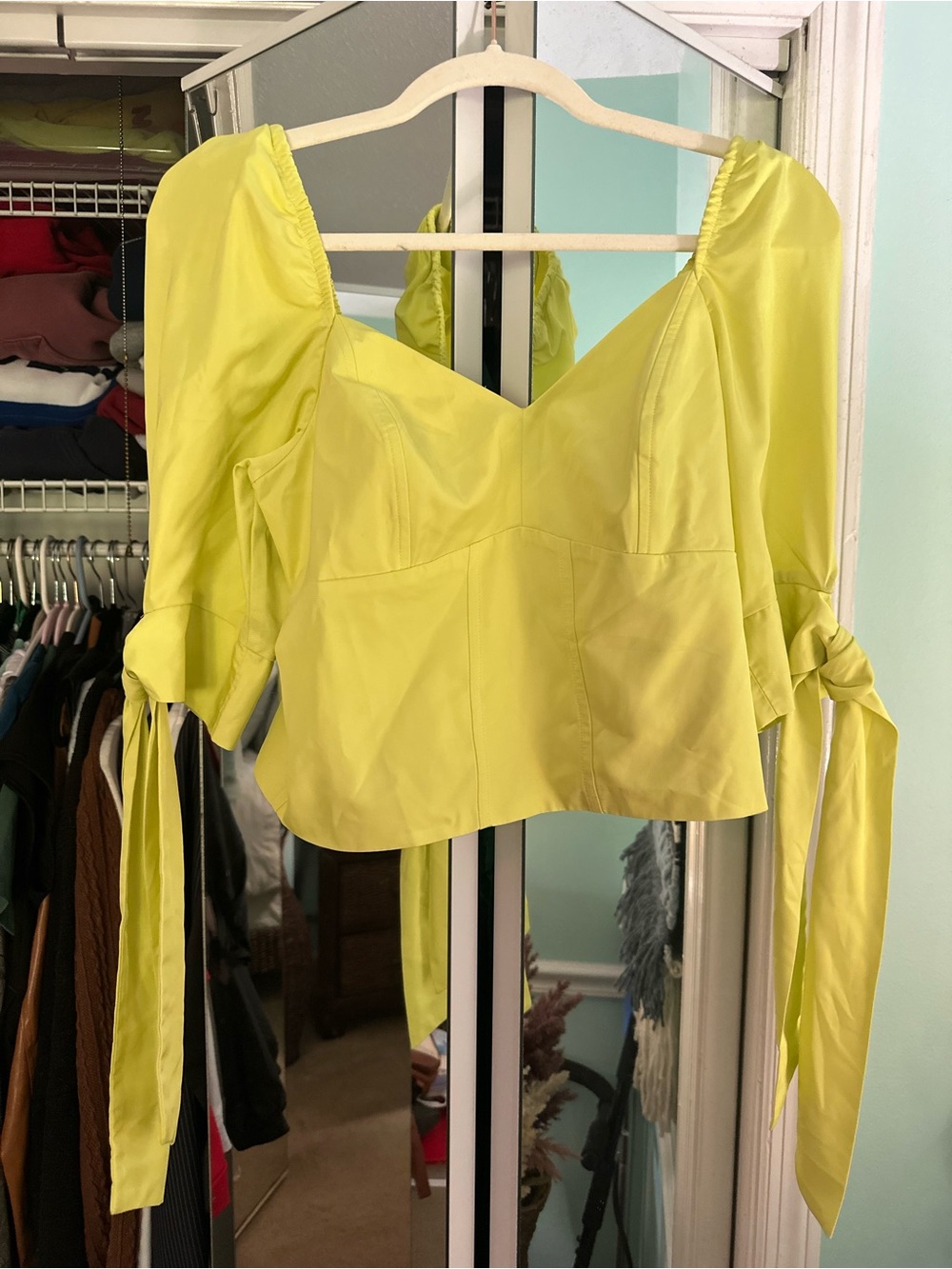 Express Yellow Puff Sleeve Blouse NWT